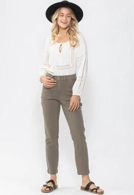 Judy Blue Olive Utility Slim Fit Carpenter Jeans Women’s Size 27 5